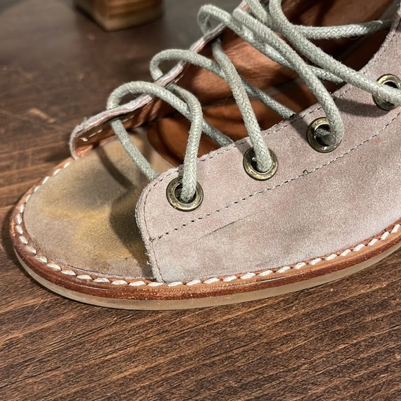 JEFFREY CAMPBELL CORS SUEDE LACE UP PEEP TOE HEELED BOOTIE BOOTS - Picture 15 of 15